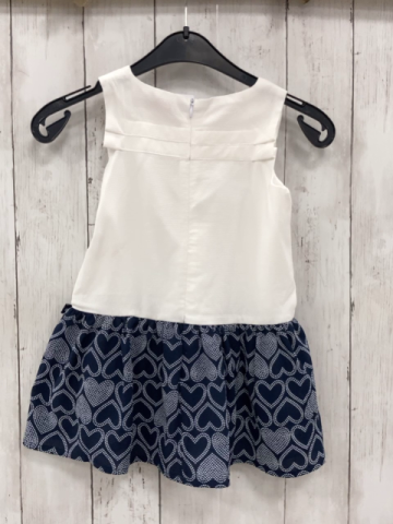 Boboli  Kleid  Gr. 98  weißes Oberteil blauer Rock mit weißen Herzen 