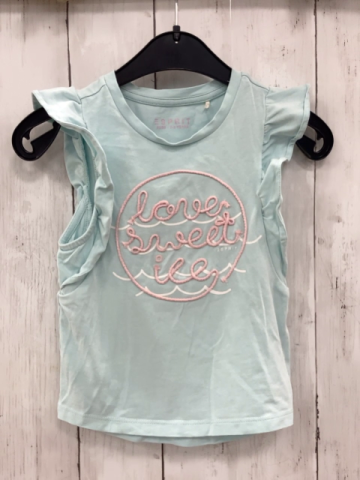 Esprit  T-Shirt  Gr. 92  hellblau rosa Schrift weiße Wellen 
