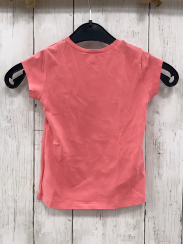 Benetton  T-Shirt  Gr. 92  rosa Schrift grün hellgrüne Blätter 
