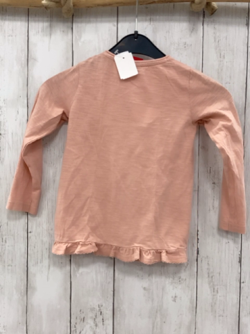 S´Oliver  Langarmshirt  Gr. 92  lachs Schrift Rüschensaum 