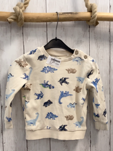   Langarmshirt  Gr. 86  beige Rippen Dinos 