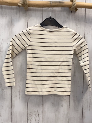 Zara  Langarmshirt  Gr. 116  beige schwarze Streifen Rippen Schleife 