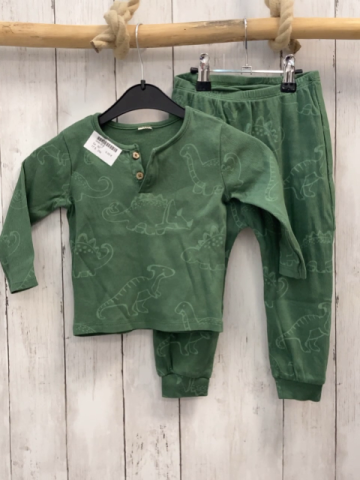 2tlg  Langarmshirt + Leggings  Gr. 92  oliv Rippen Dinos 