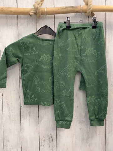 2tlg  Langarmshirt + Leggings  Gr. 92  oliv Rippen Dinos 