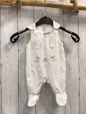   Strampler  Gr. 56  weiß Nicky Hasengesicht 