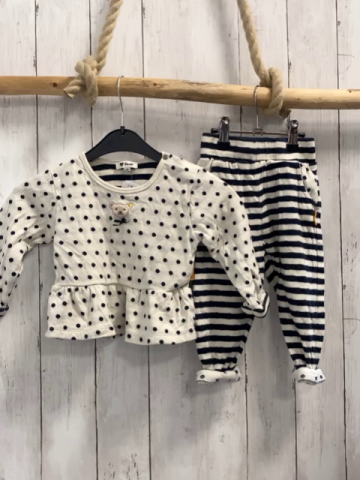 2tlg Steiff  Pullover + Jogginghose  Gr. 80  weiß blaue Streifen + Punkte 