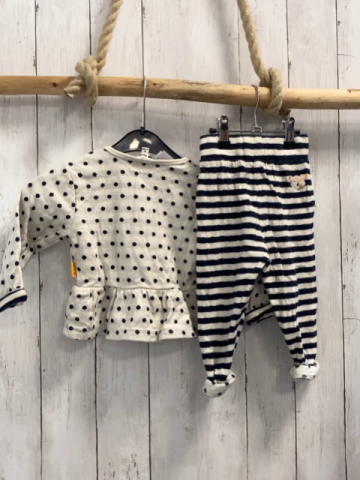 2tlg Steiff  Pullover + Jogginghose  Gr. 80  weiß blaue Streifen + Punkte 