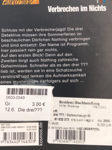 Die drei???  Buch Verbrechen im Nichts 
