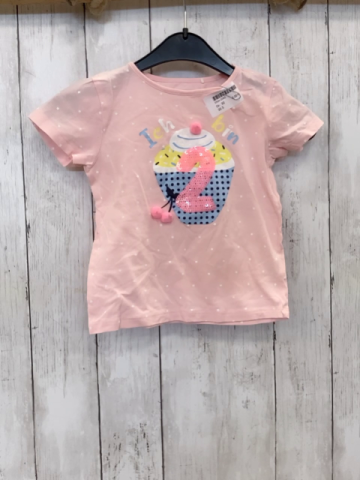   T-Shirt  Gr. 92  rosa Törtchen mit Pailetten "2" weiße Sterne 