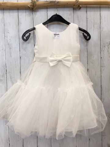   Kleid  Gr. 116  weiß Tüllüberrock große schleife 