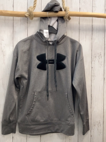 Under Armour  Sportshirt lang  Gr. 158  grau Kapuze schwarzes Label 