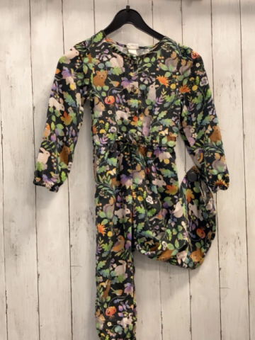 H&M  Jumpsuit  Gr. 122  grau Waldtiere Blumen blätter 