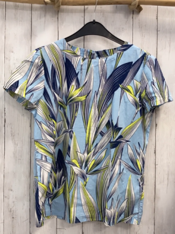 Esprit  Sommerbluse  Gr. 158/164  helllblau blau weiß hellgrüne Blätter 