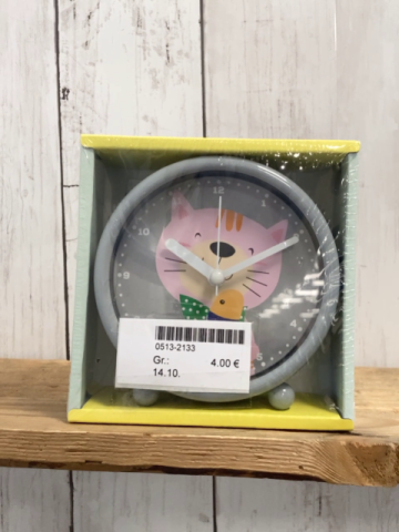  neu Uhr  grau Katze im Karton 