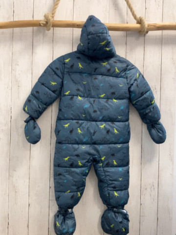 3tlg Manguun  Winteroverall + Handschuhe + Schuhe  Gr. 86  petrol bunte Dinos 