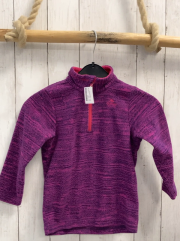 Decathlon  Pullover  Gr. 110  pflaume grauer Druck Reißverschluss 