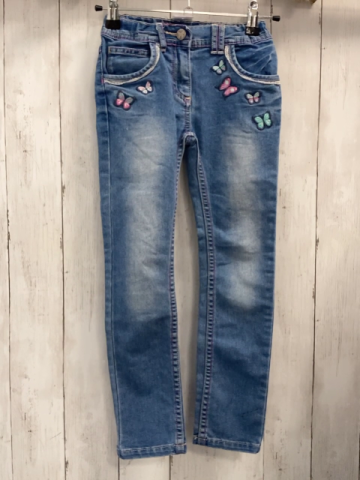   Hose  Gr. 128  blau jeans Schmetterlinge Bund verstellbar 