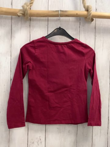 Okaidi  Langarmshirt  Gr. 128  rot Libelle mit Blumen + Glitzer 