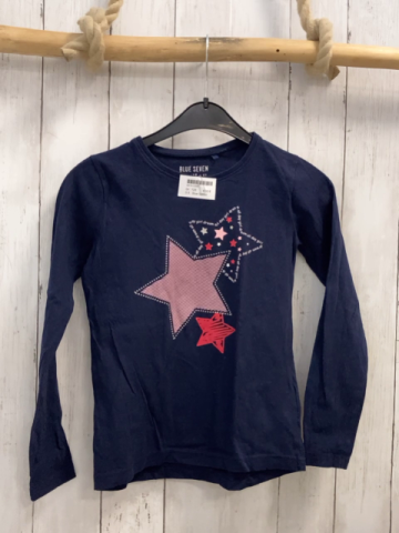 Blue Seven  Langarmshirt  Gr. 128  blau bunte Sterne mit Glitzer 