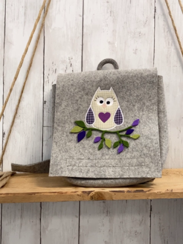 Schnippndip  Filzrucksack grau Eule 