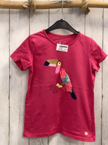 Tom Tailor  T-Shirt  Gr. 134  pink Vogel mit goldenem Glitzerschnabel 