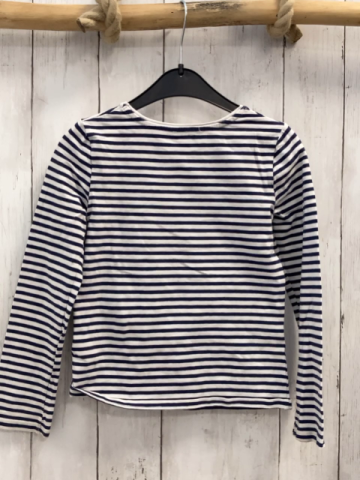 Okaidi  Langarmshirt  Gr. 116  blau weiße Streifen Pailettenblume 