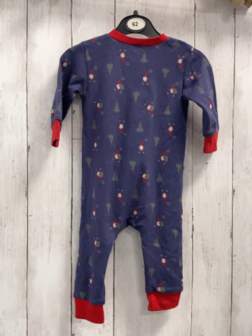 Alana  Strampler  Gr. 68  blau Weihnachtswichtel Tannen roter Bund 