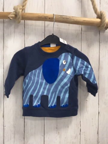 H&M  Pullover  Gr. 74   blau gestreifter Elefant 