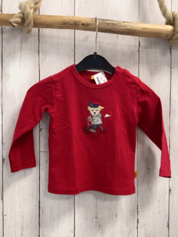 Steiff  Langarmshirt  Gr. 74  rot Bär auf Fahrrad 