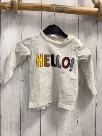 H&M Langarmshirt  Gr. 74  hellgrau bunte Schrift 