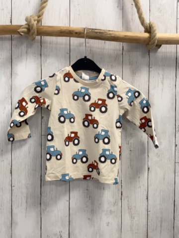 H&M Langarmshirt  Gr. 74  beige bunte Traktoren 