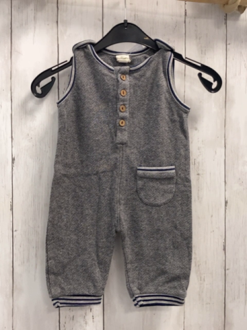 Alana  Overall  Gr. 68  grau hellgraue Zackenstreifen grau dunkelgrauer Streifenbund 