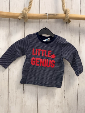 H&M  Langarmshirt  Gr. 74  blau hellgraue Streifen rote Schrift 