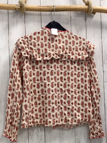 Zara  Bluse  Gr. 158  creme bunter Ornamentdruck pink Bund 1 Knopf muss angenäht werden