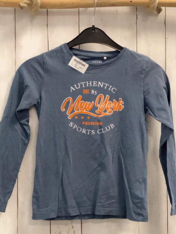 Name it  Langarmshirt  Gr. 128  grau weiß orange Schrift 