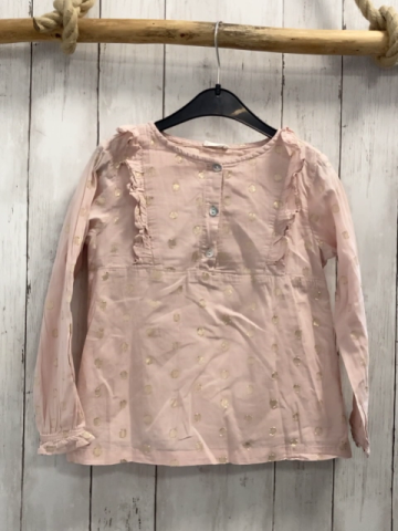   Bluse  Gr. 128  rosa goldene Glitzerpunkte Rüschen 