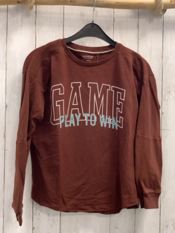 Reserved  Pullover  Gr. 146  braun Schrift Ärmel mit Rippen 