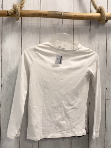 H&M  Langarmshirt  Gr. 122  weiß Katze mit Weihnachtsmütze goldene Glitzrschrift 