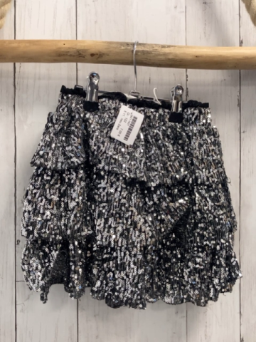 neu Zara  Rock Gr. 122  slber Pailetten schwarzer Bund 