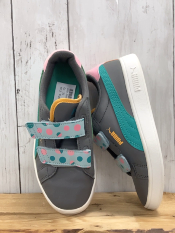 Puma  Schuhe  Gr. 33  grau grün rosa Ferse Riemen mit Punkten 