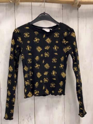   Langarmshirt  Gr. 134  schwarz Rippen goldene Wappen Harry Potter 