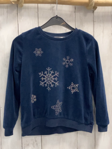 H&M  Pullover  Gr. 116  blau Nicky Kristalle aus silber Glitzerpunkten 