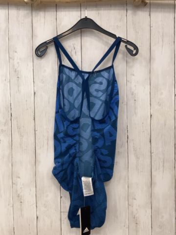 neu Adidas  Badeanzug  Gr. 40  blau hellblaue Schrift mit blauen Streifen 