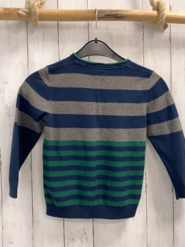 S Oliver  Pullover  Gr. 116  grau blau grüne Streifen Strick Knopfleiste 