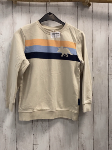   Pullover  Gr. 128  beige + apricot hellblau blauer Bruststreifen beige Dino 