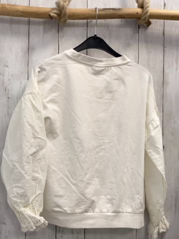 Coccodrillo Pullover Gr. 146  weiß Lochmuster Blumen