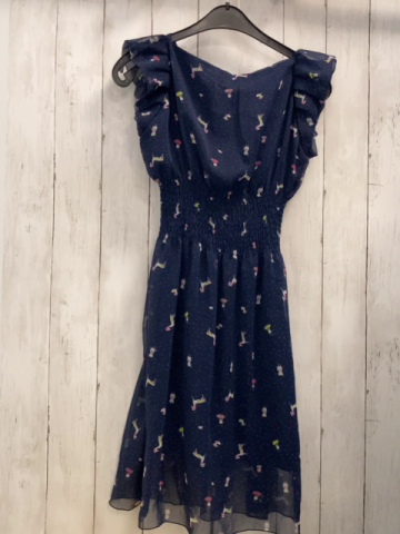  Kleid Gr. 146  Blau Punkte Tiere gesmokt