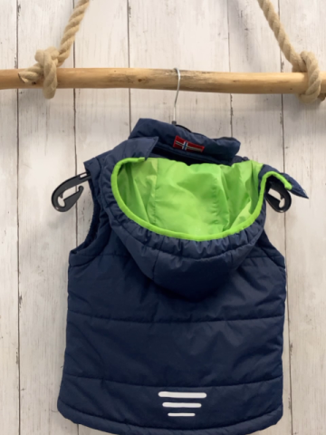 Trollkids  Weste  Gr. 110  blau Kapuze hellgrüne Reißverschlüsse 