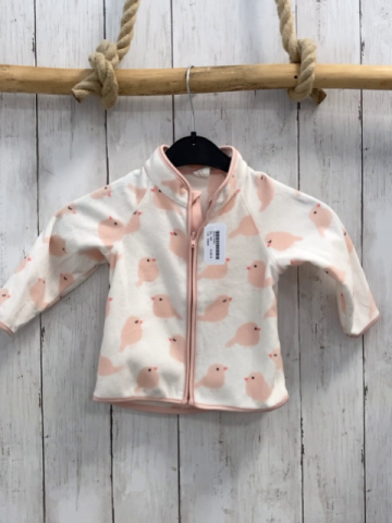 H&M Fleecejacke Gr. 68  weiß rosa Vögel