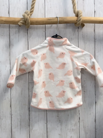 H&M Fleecejacke Gr. 68  weiß rosa Vögel